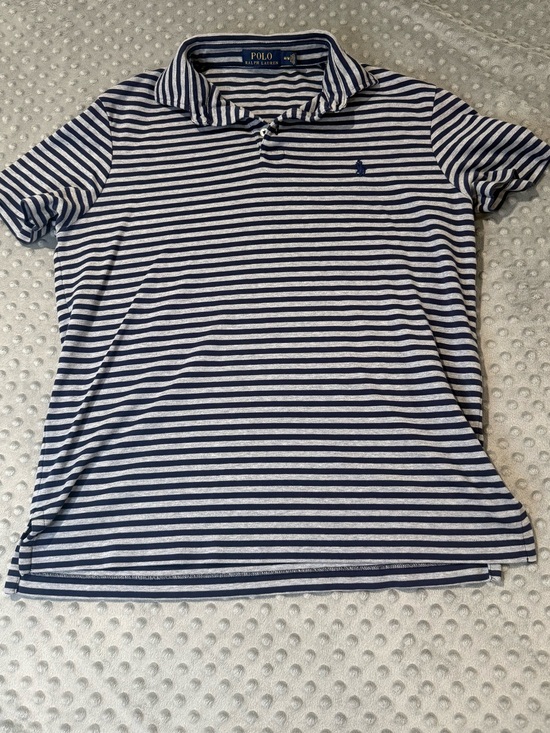 Polo Ralph Lauren Tops - Polo by Ralph Lauren Women's Navy and Grey Striped Polo shirt